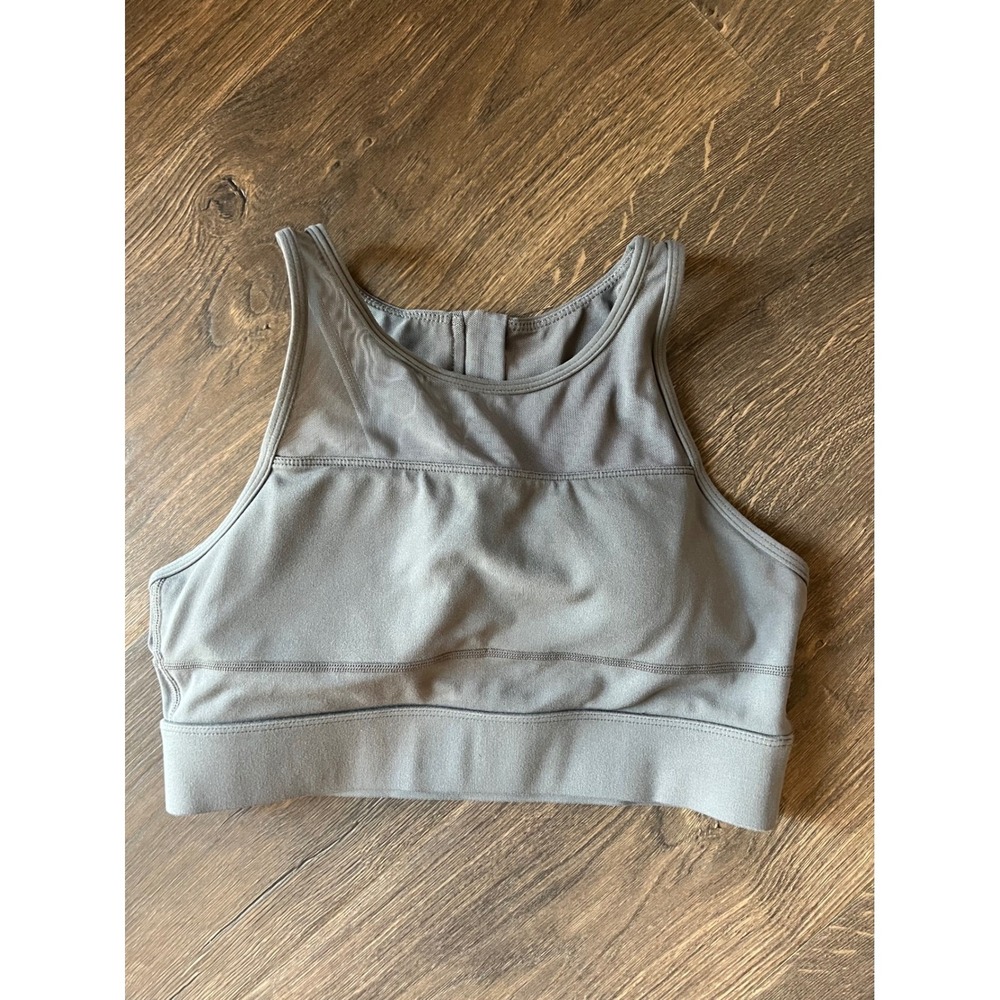 ZYIA Active Gray High Neck Sports Bra Medium Workout Fitness Gym Medium